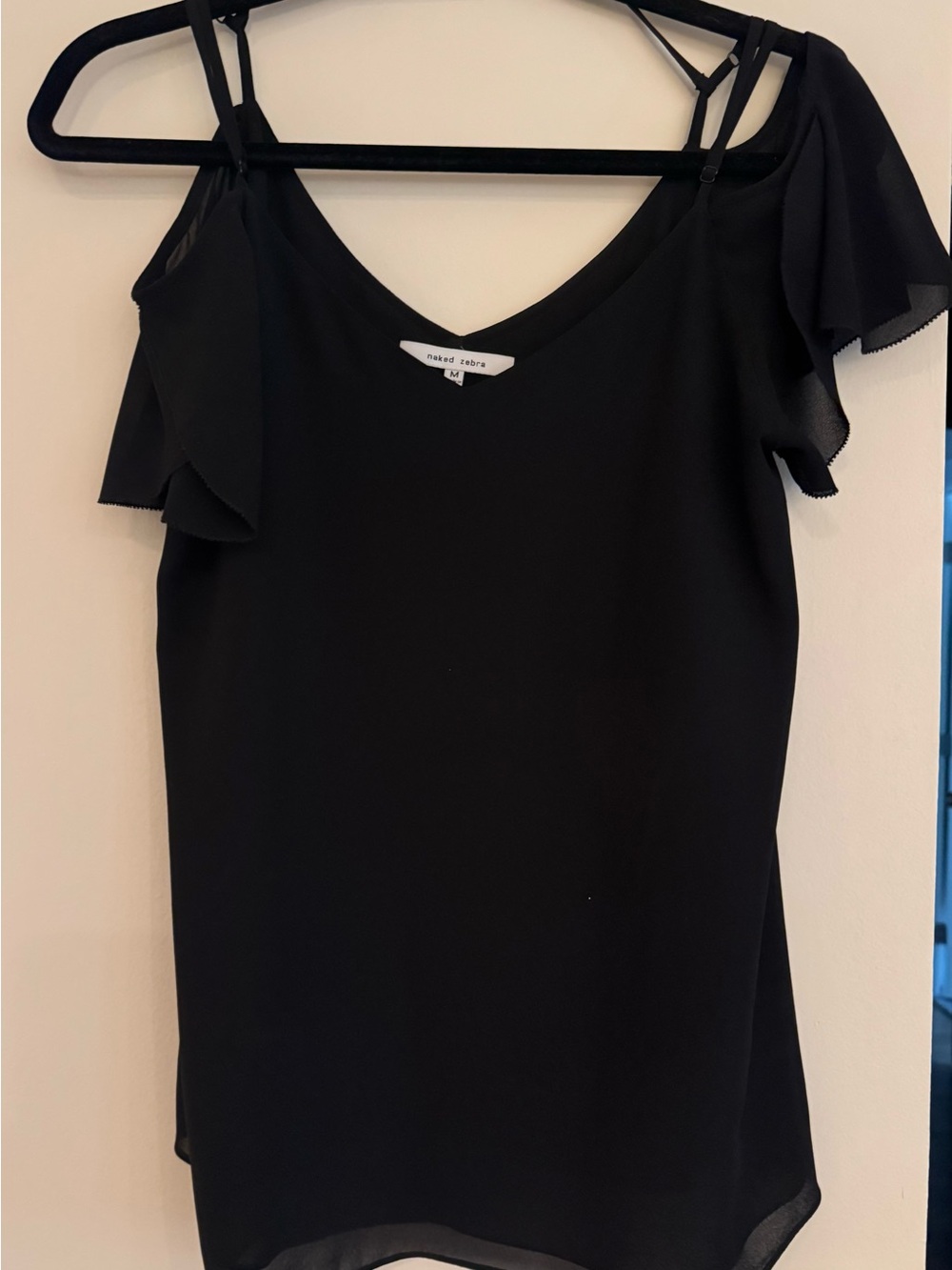 Naked Zebra Black Ruffle Top